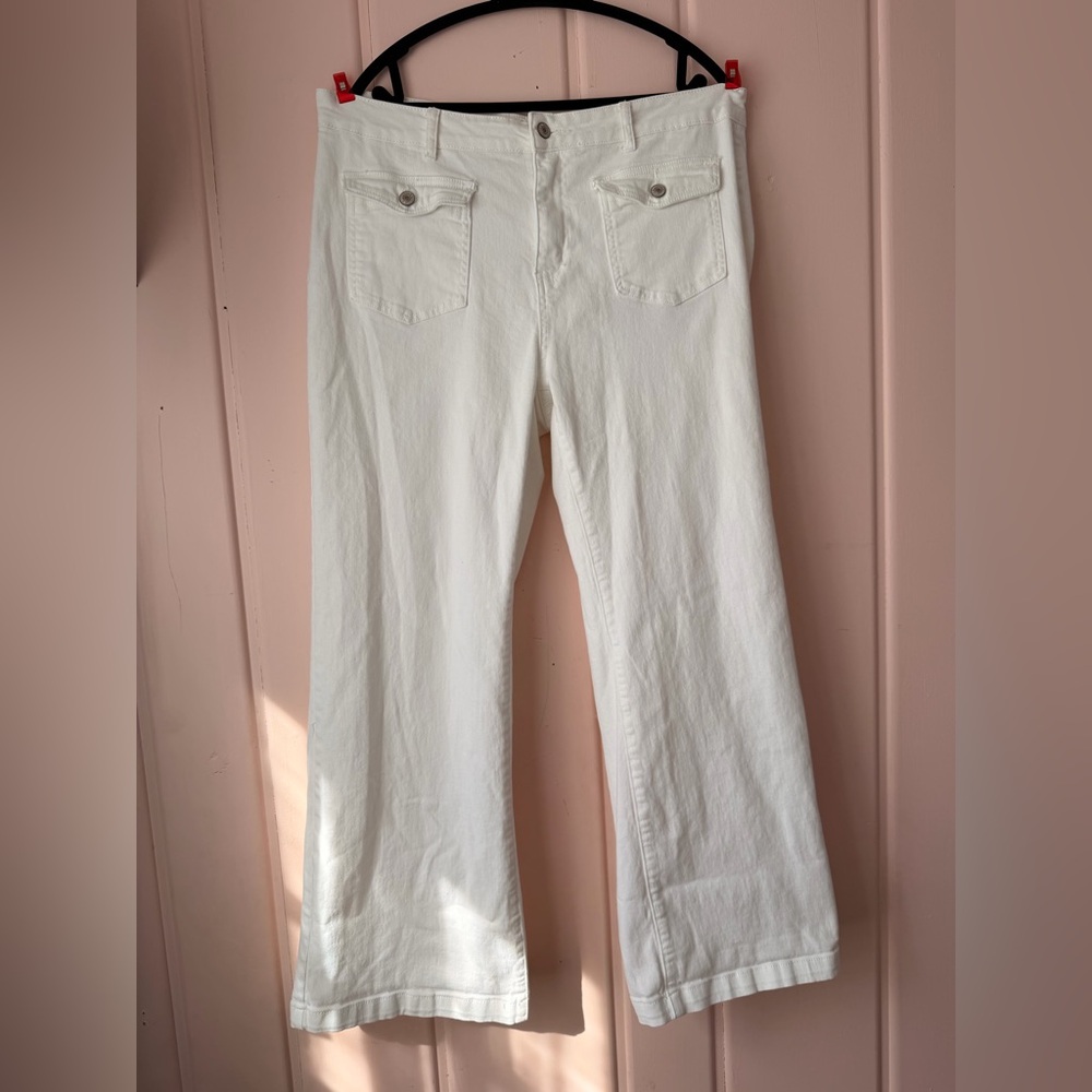 Luvamia Women’s White Wide-Leg Stretch Denim Pants XXL